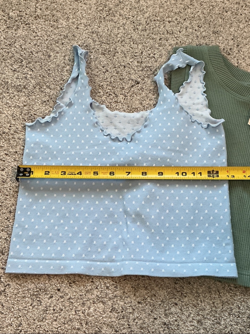 New Bundle of 3 Seamless Tank Tops ~ Pink, Light Blue Polka Dot, Green - Picture 6 of 8